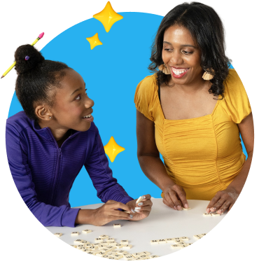 mom and girl smiling each other