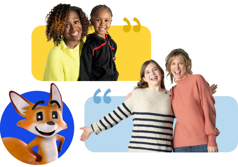 strider the fox, happy little girls and moms